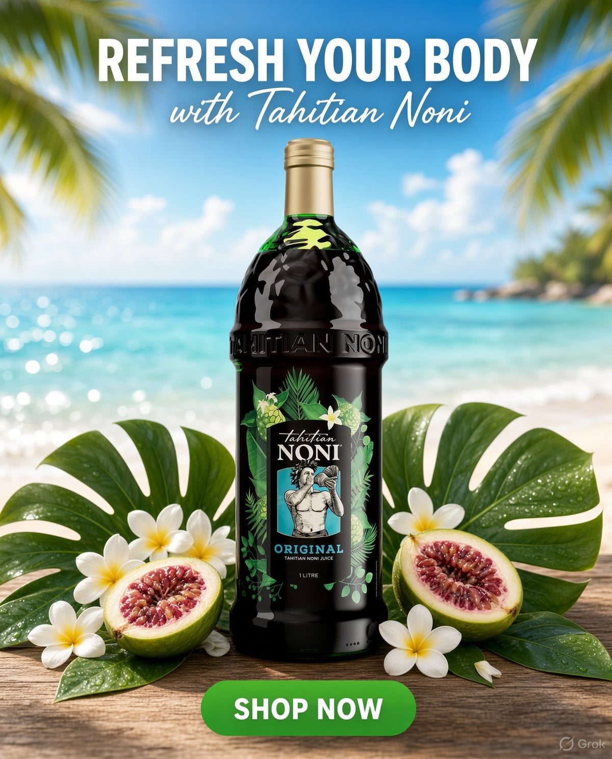 Tahitian Noni ORIGINAL 1 litre bottle, promotional image
