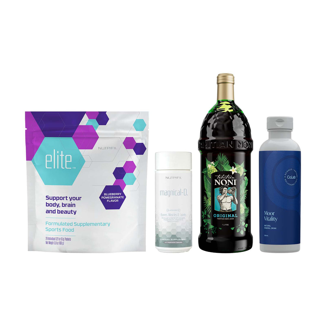 Elite, Magnical-D, Tahitian Noni ORIGINAL and Moor Vitality pack