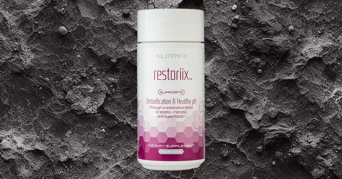 Restoriix activated charcoal and zeolite supplement bottle